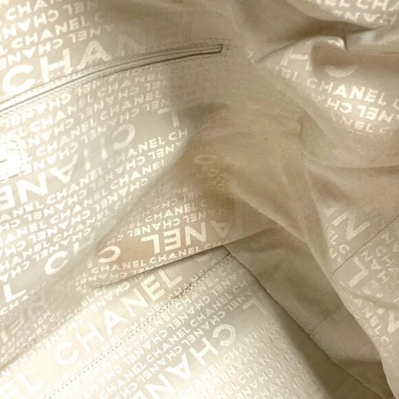 CHANEL Arabesque Bag Tote Bag Hand Bag Canvas White/Dark Navy Based - Picture 13 of 15